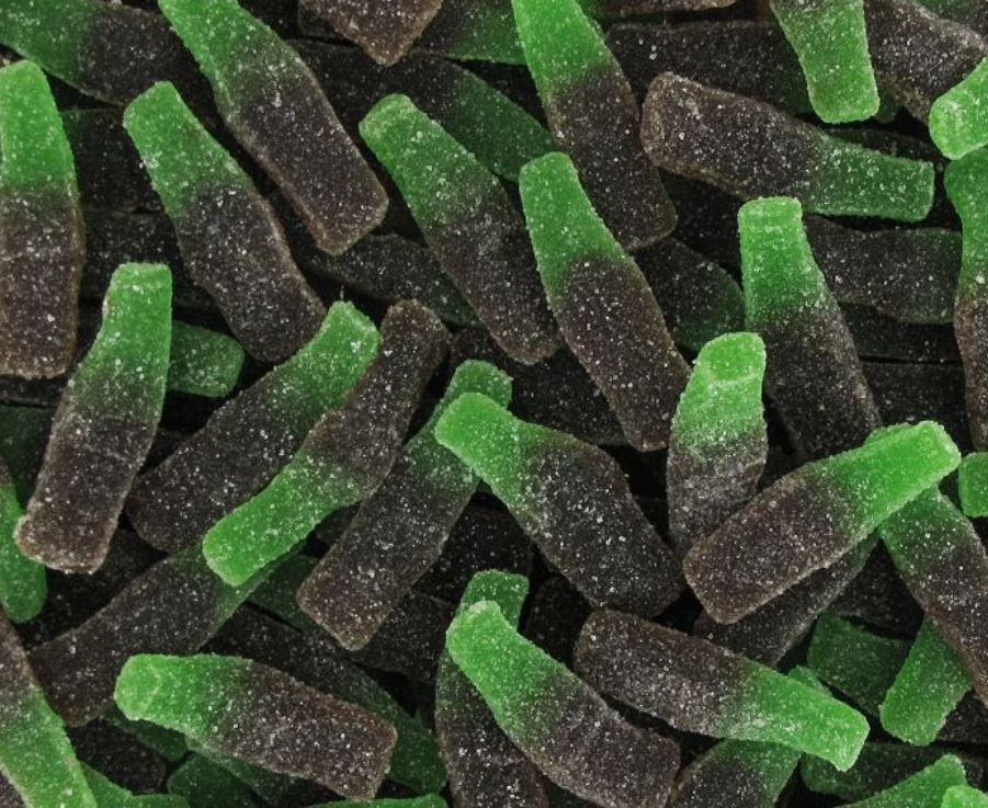 Bouteilles cola (marron/vert) sucré